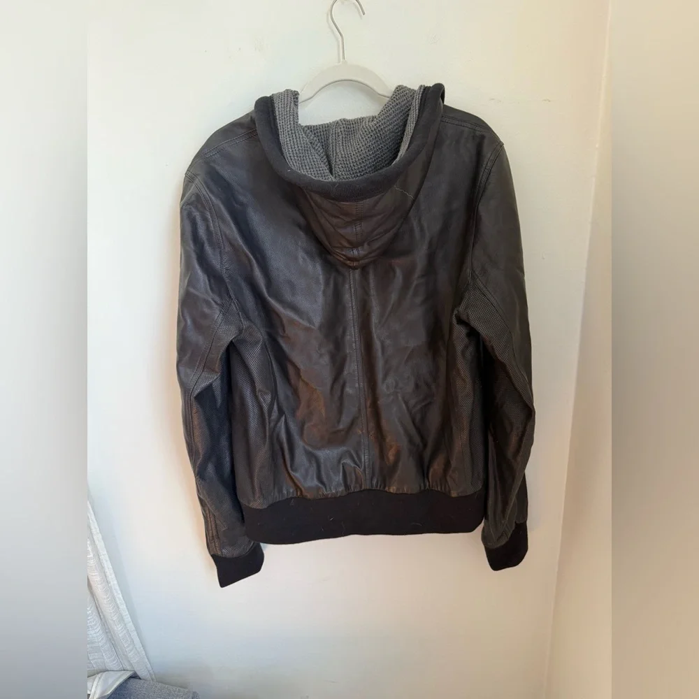 Rag & Bone Men's Hooded Lamb Leather Jacket Size Large BLACK - Picture 3 of 6